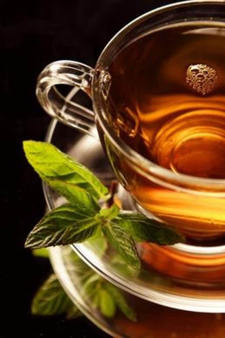 Infusión de té de hierbas medicinales en una taza